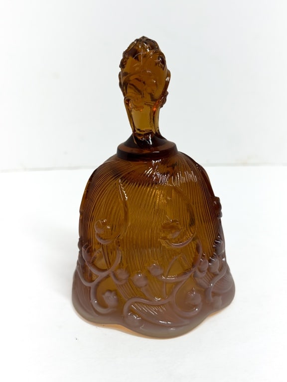 FENTON AMBER OPALESCENT GLASS BELL, 1980S (1 of 5)