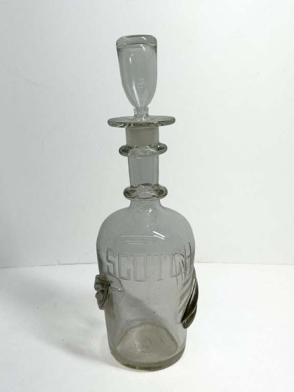 ETCHED GLASS SCOTCH DECANTER, C.1900 (1 of 4)