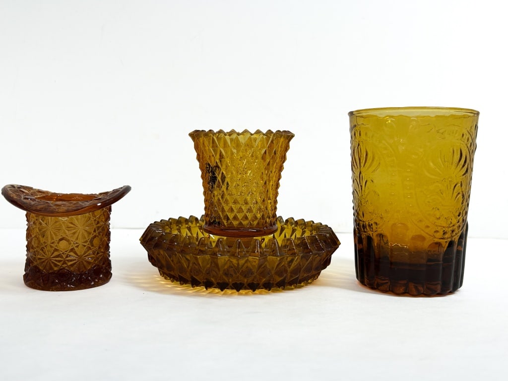 INDIANA GLASS AMBER GLASS TRIO, 20TH CENTURY (1 of 9)