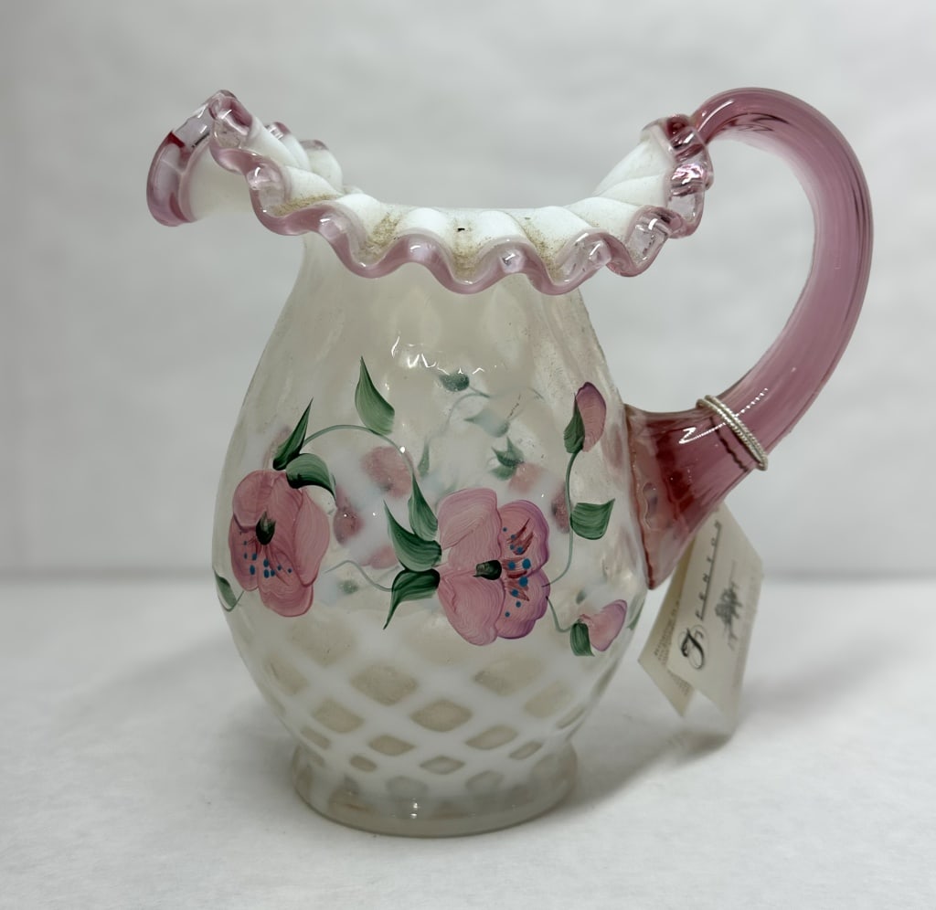 FENTON LATTICE GLASS PITCHER, 1990S (1 of 5)