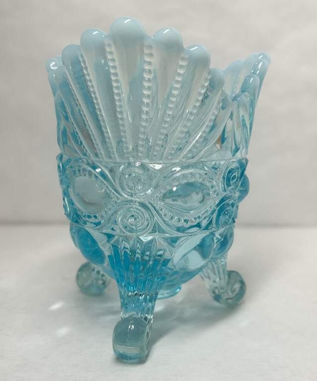 MOSSER BLUE OPALESCENT EYEWINKER SPOONER, 1990S (1 of 6)