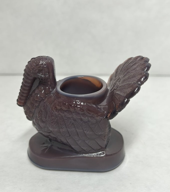 MOSSER PURPLE GLASS TURKEY TOOTHPICK HOLDER (1 of 4)