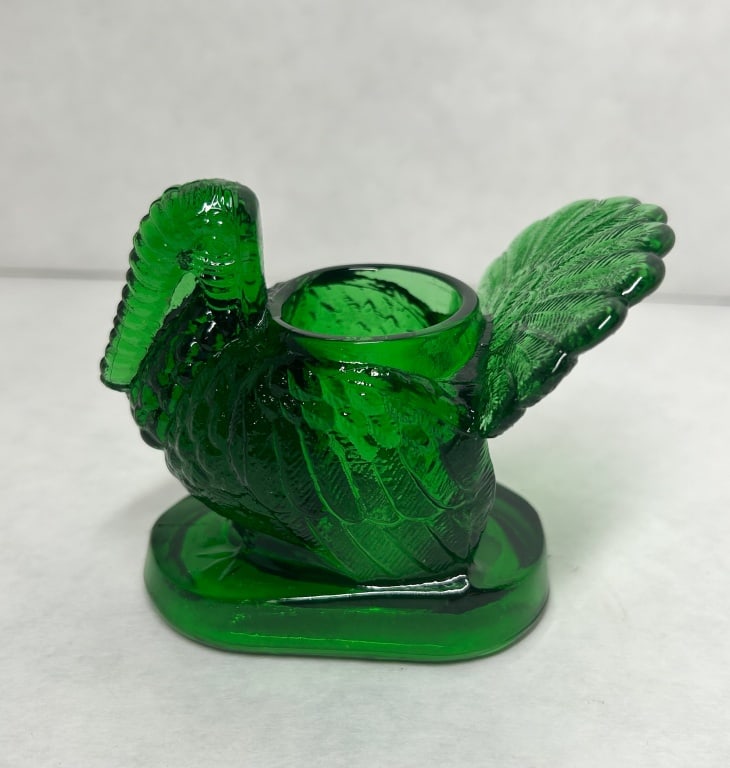 MOSSER EMERALD GLASS TURKEY TOOTHPICK HOLDER (1 of 6)