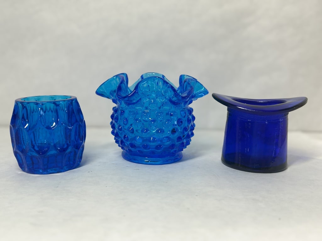 FENTON BLUE PRESSED GLASS TRIO (1 of 11)