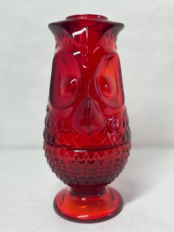 MOSSER X VIKING VINTAGE RUBY RED OWL FAIRY LAMP (1 of 4)