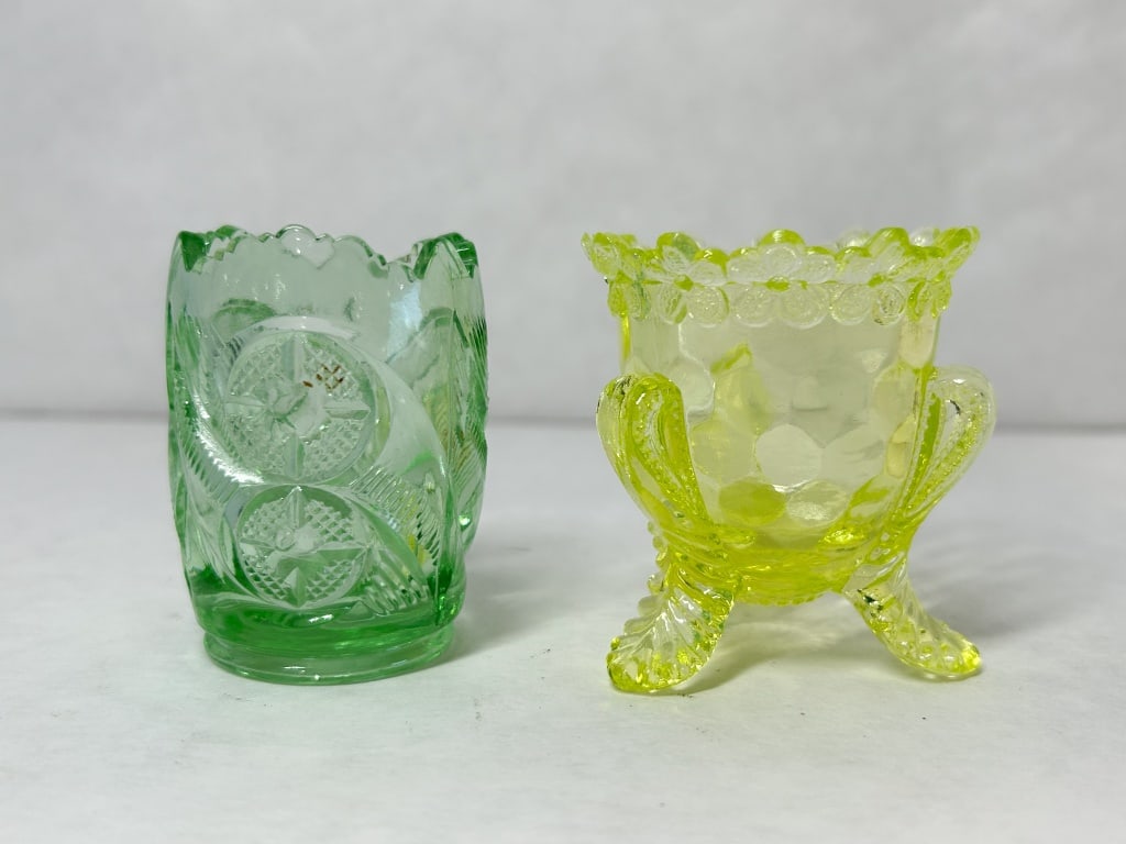 TWO PRESSED GLASS TOOTHPICK HOLDERS, 1900 (1 of 6)