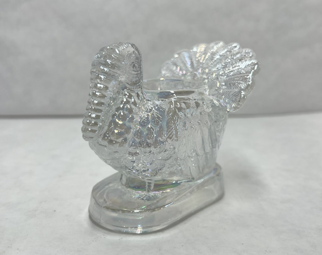 MOSSER IRIDESCENT GLASS TURKEY TOOTHPICK HOLDER (1 of 5)