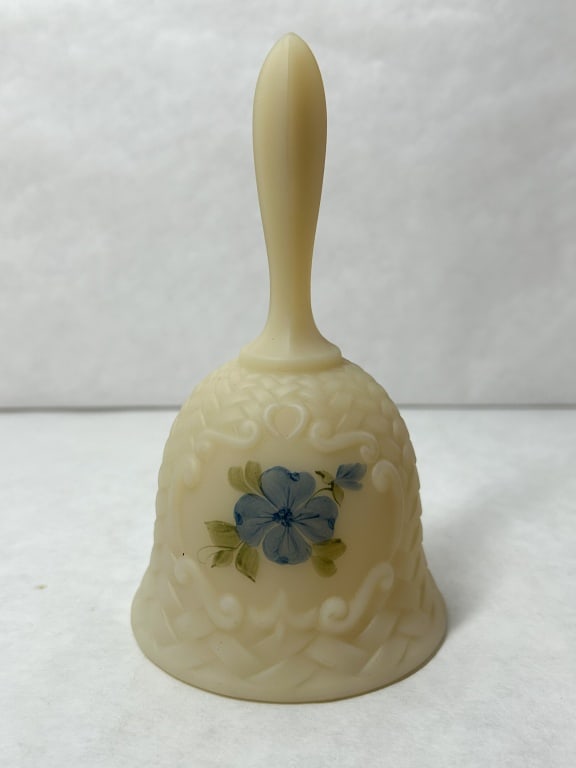 FENTON CUSTARD GLASS BASKETWEAVE BELL (1 of 5)