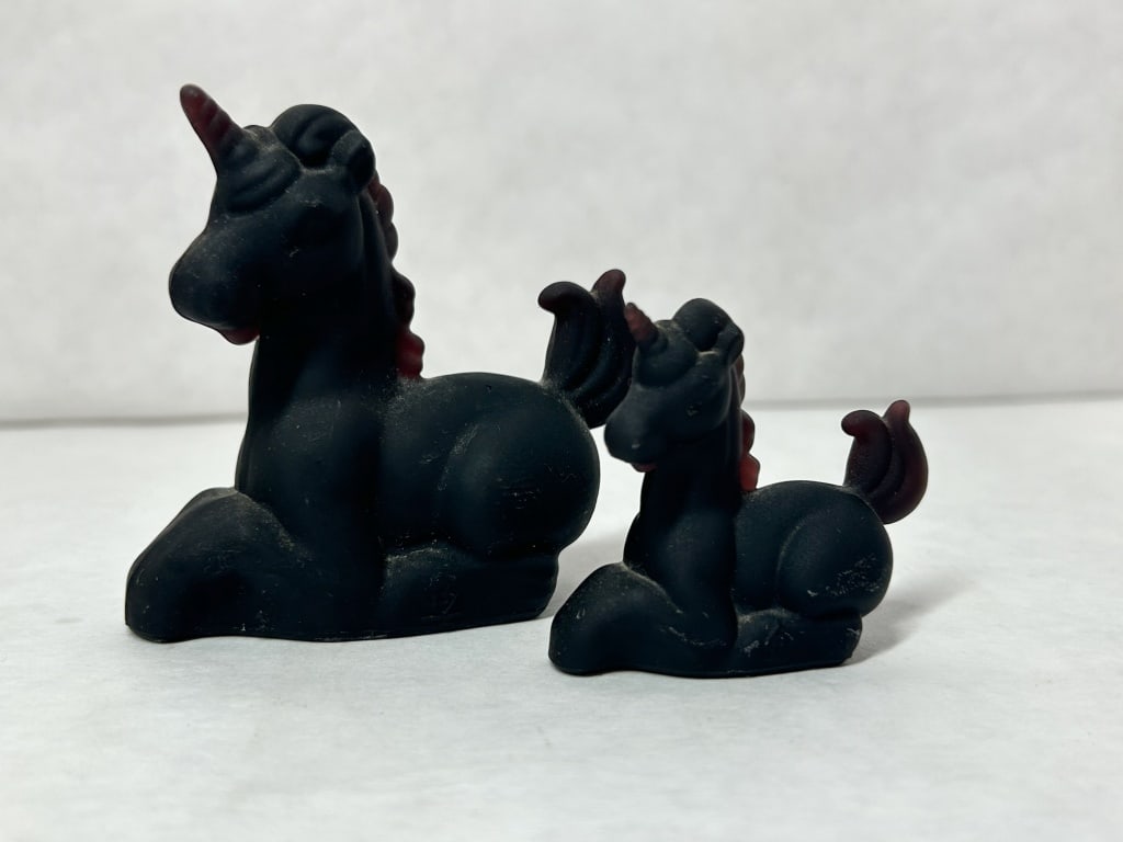 BOYD BLACK RUBY GLASS UNICORNS (1 of 6)