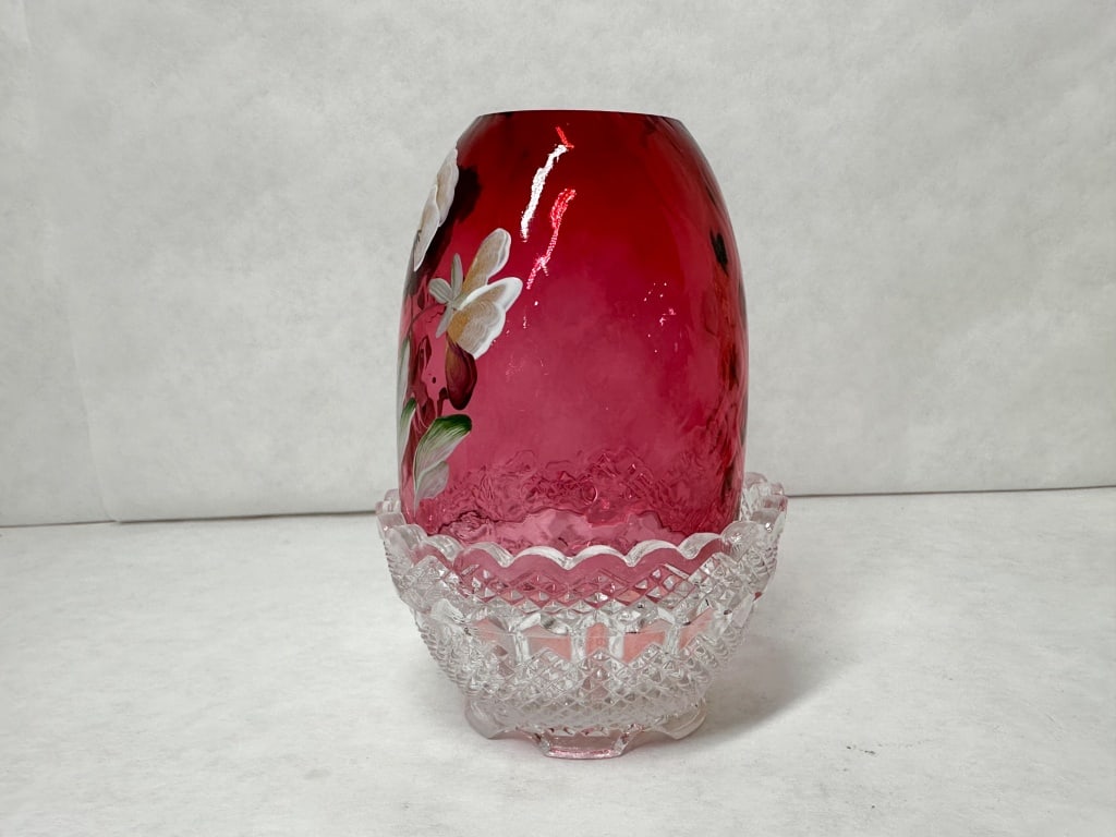 D. CUTSHAW PAINTED RUBY FAIRY LAMP - 2