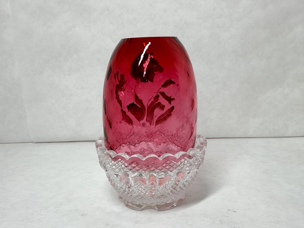 D. CUTSHAW PAINTED RUBY FAIRY LAMP - 3
