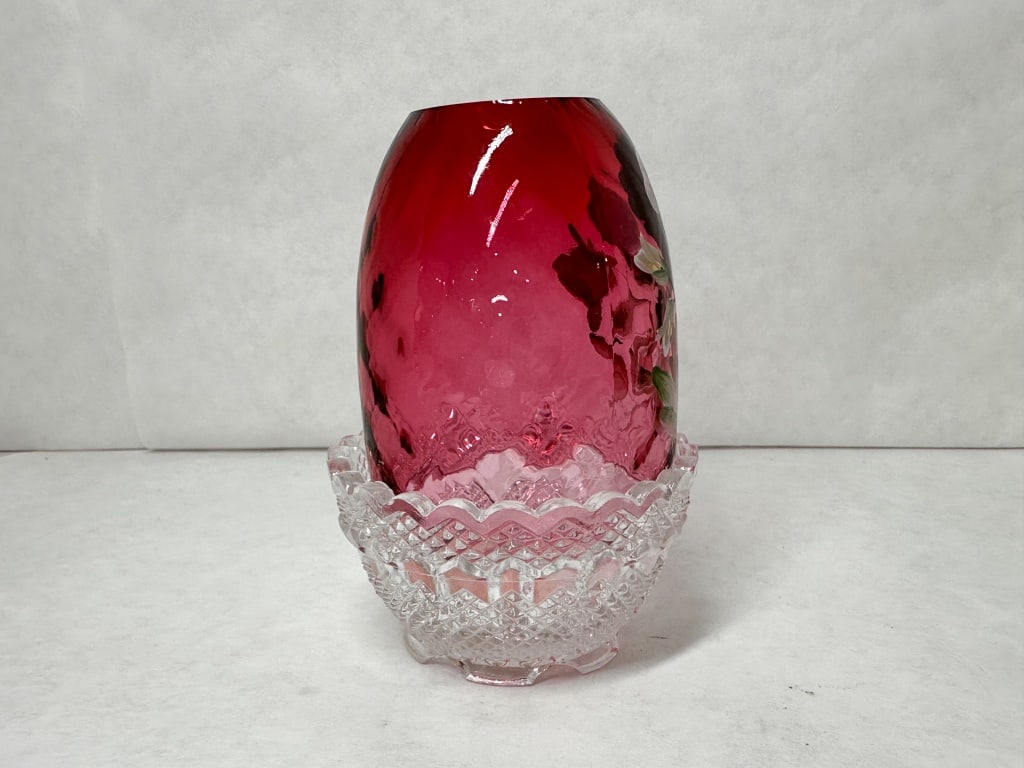 D. CUTSHAW PAINTED RUBY FAIRY LAMP - 4