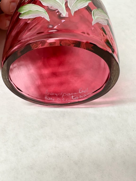 D. CUTSHAW PAINTED RUBY FAIRY LAMP - 5