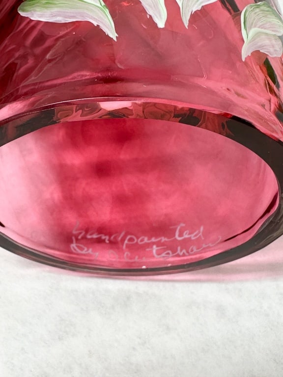D. CUTSHAW PAINTED RUBY FAIRY LAMP - 6