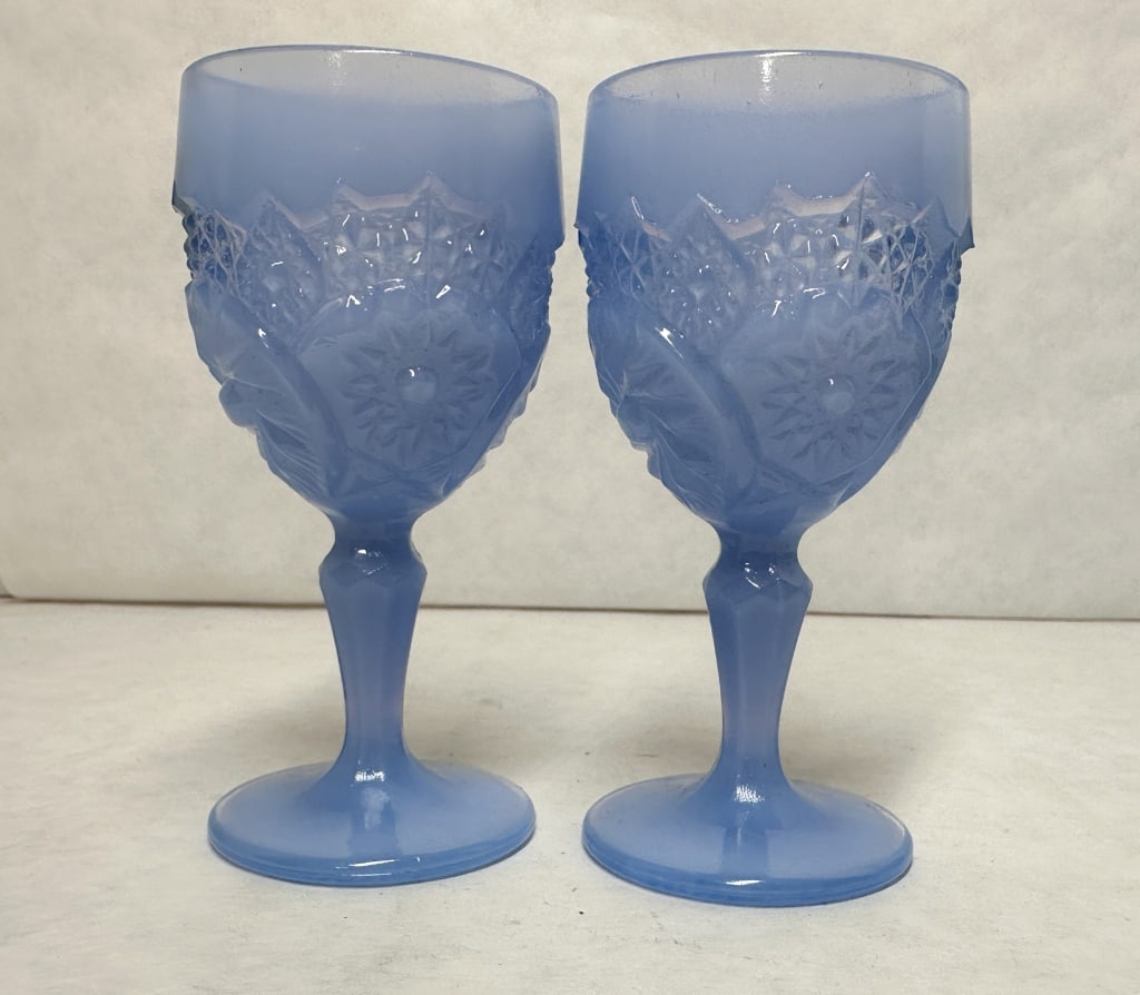 BOYD BLUE SATIN GLASS GOBLETS, CIRCA 1960 (1 of 4)
