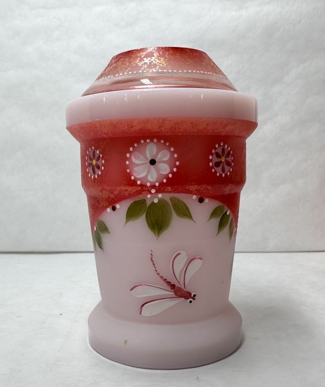 FENTON ROSALENE GLASS FAIRY LAMP 38/163 (1 of 7)