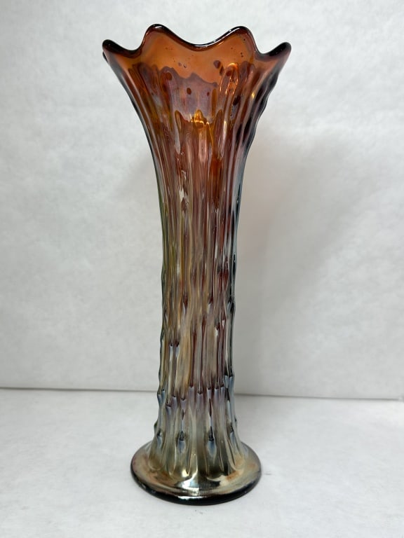 TREE TRUNK CARNIVAL GLASS VASE (1 of 4)