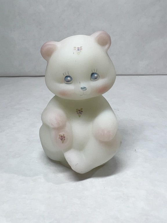 FENTON HAND PAINTED SATIN BEAR, 1970S (1 of 7)