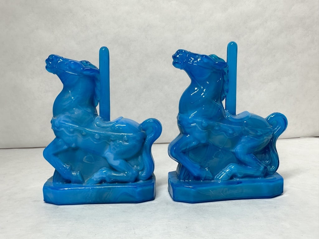 BOYD BLUE SLAG GLASS CAROUSEL HORSES (1 of 5)