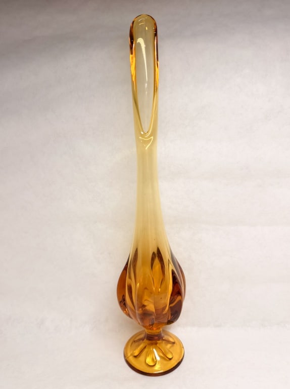 AMBER SWUNG ART GLASS VASE (1 of 4)