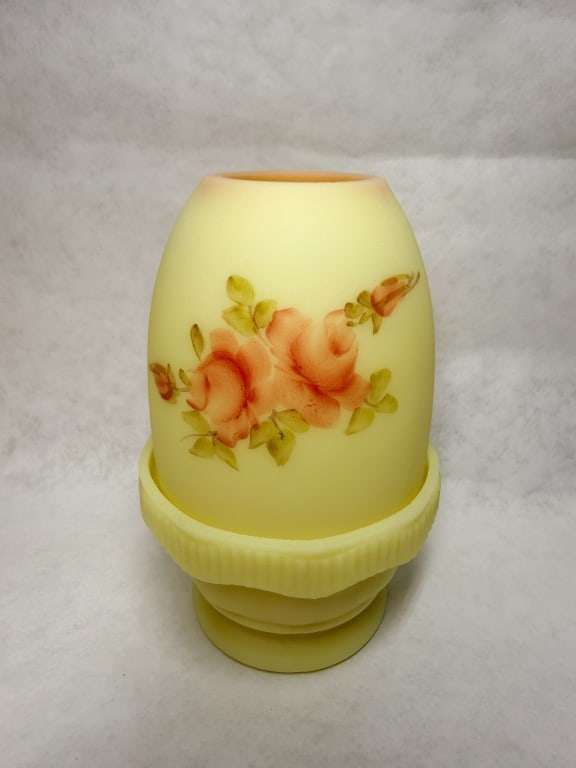 FENTON BURMESE GLASS FAIRY LAMP, 1990S (1 of 10)