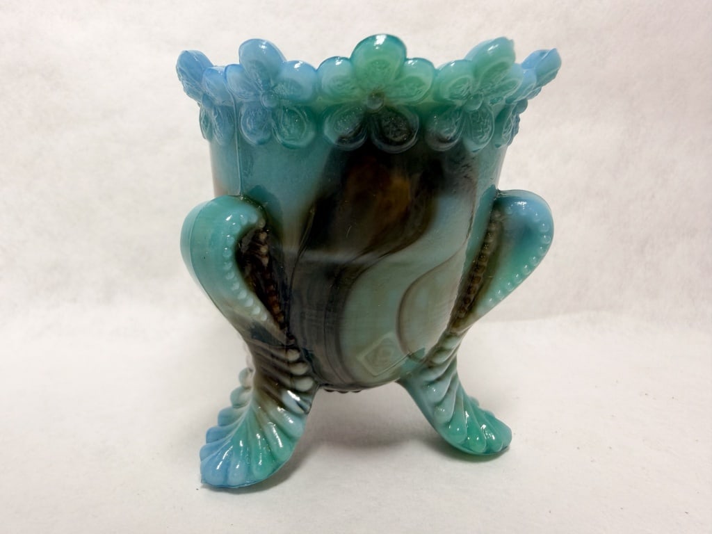 BOYD SLAG GLASS FOOTED TOOTHPICK HOLDER, 1950S (1 of 5)
