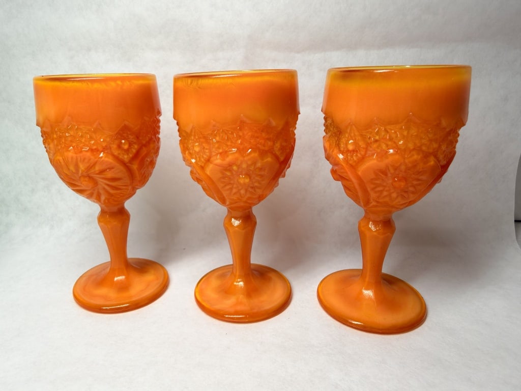 BOYD ORANGE GOBLETS: Glows