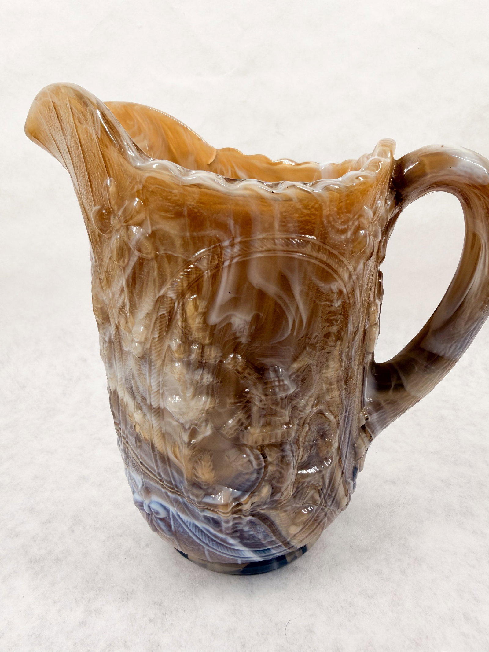 IMPERIAL WINDMILL PATTERN CARAMEL SLAG PITCHER - 6