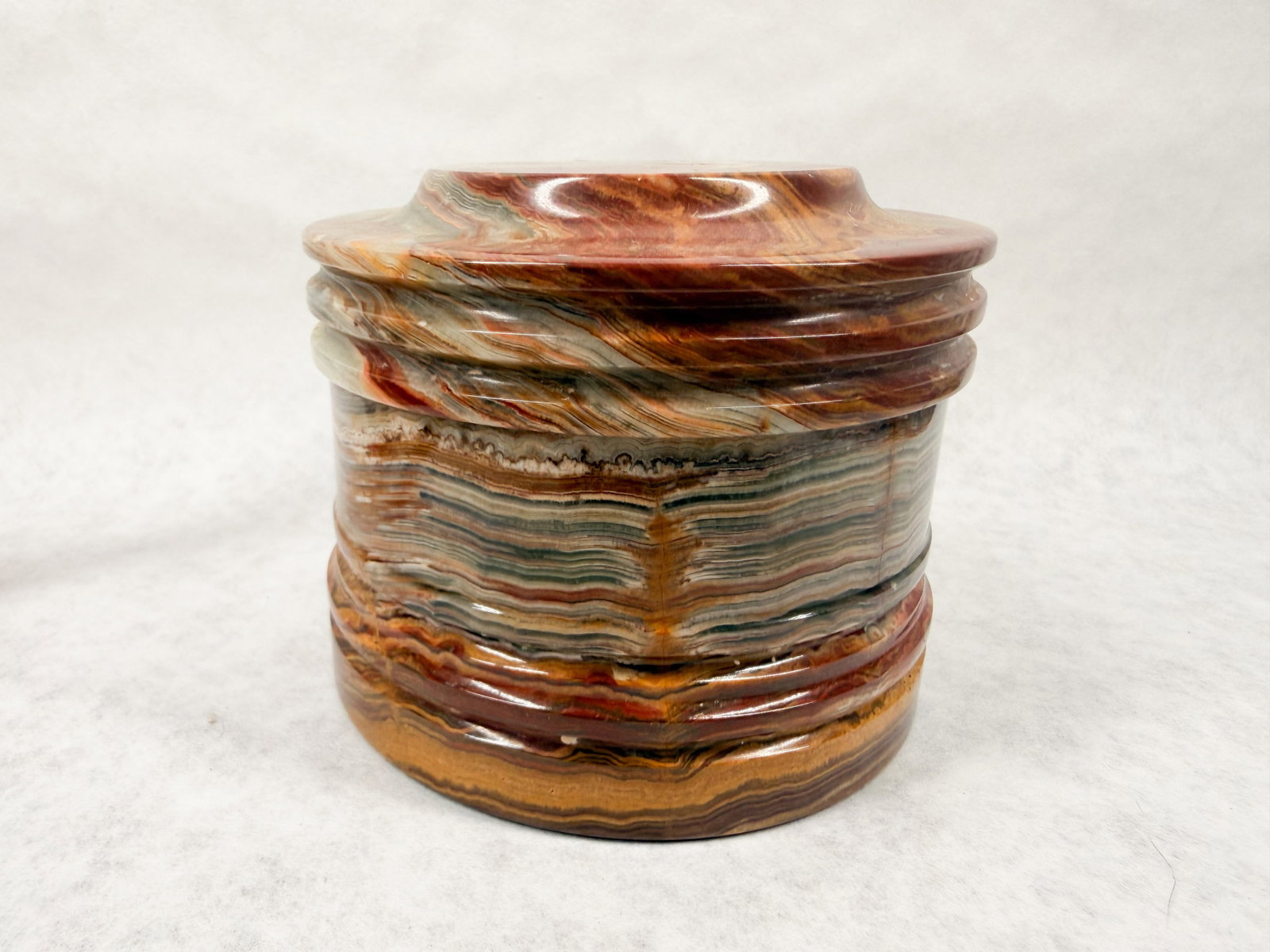 VINTAGE BANDED ONYX LIDDED CANISTER (1 of 7)