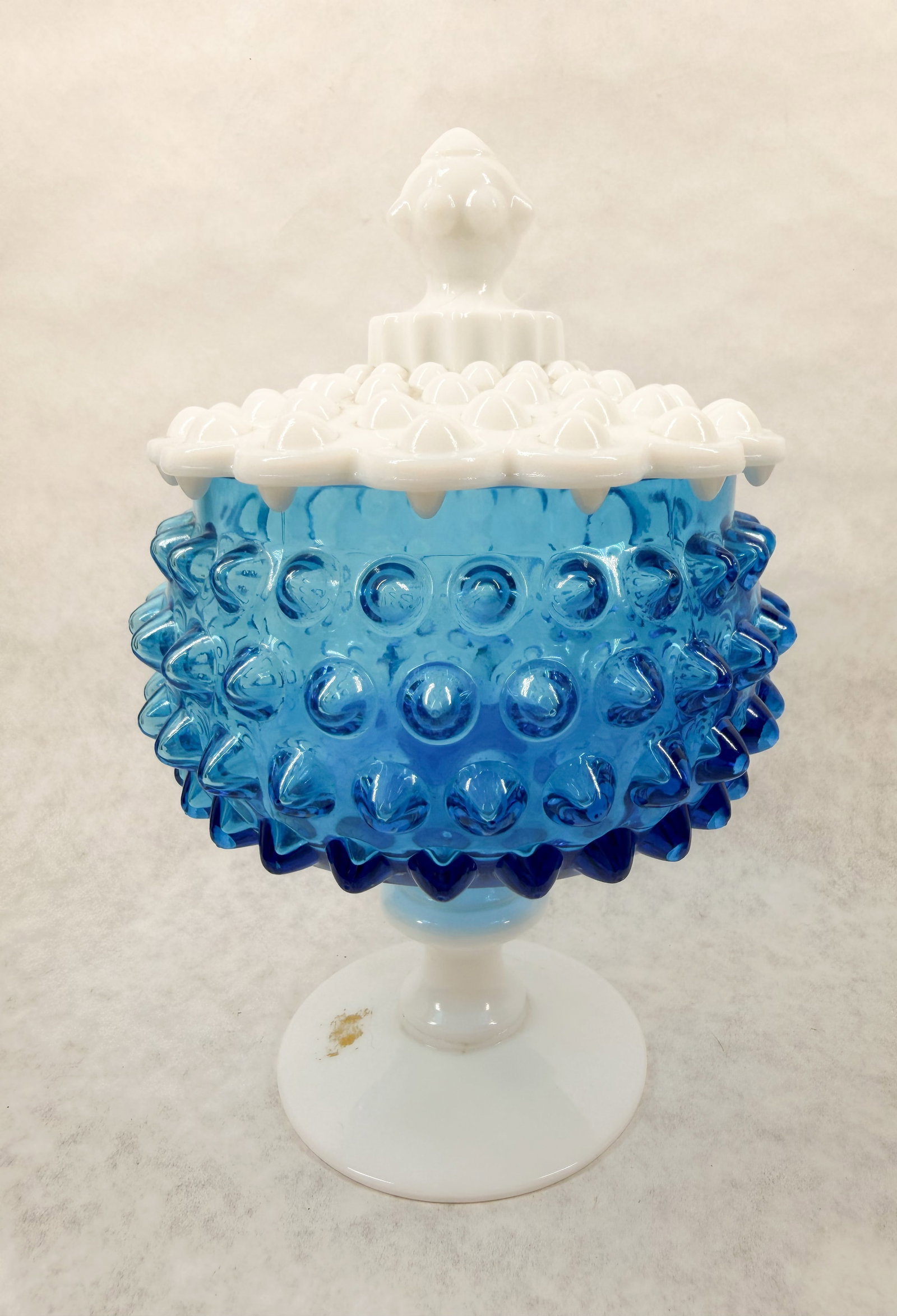 HOBNAIL GLASS LIDDED COMPOTE, MID-CENTURY (1 of 5)