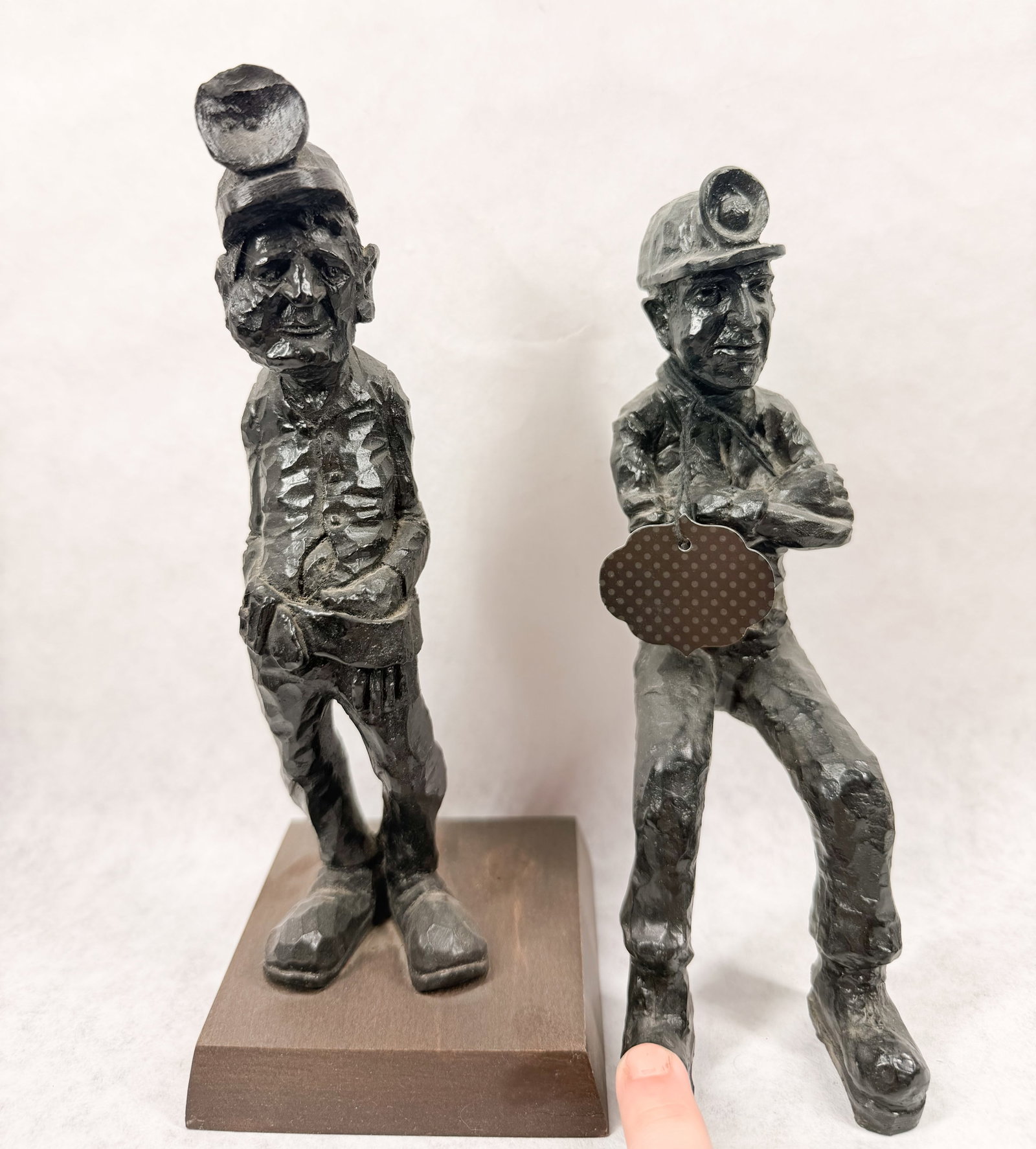 PAIR OF COAL RESIN MINER FIGURINES (1 of 3)