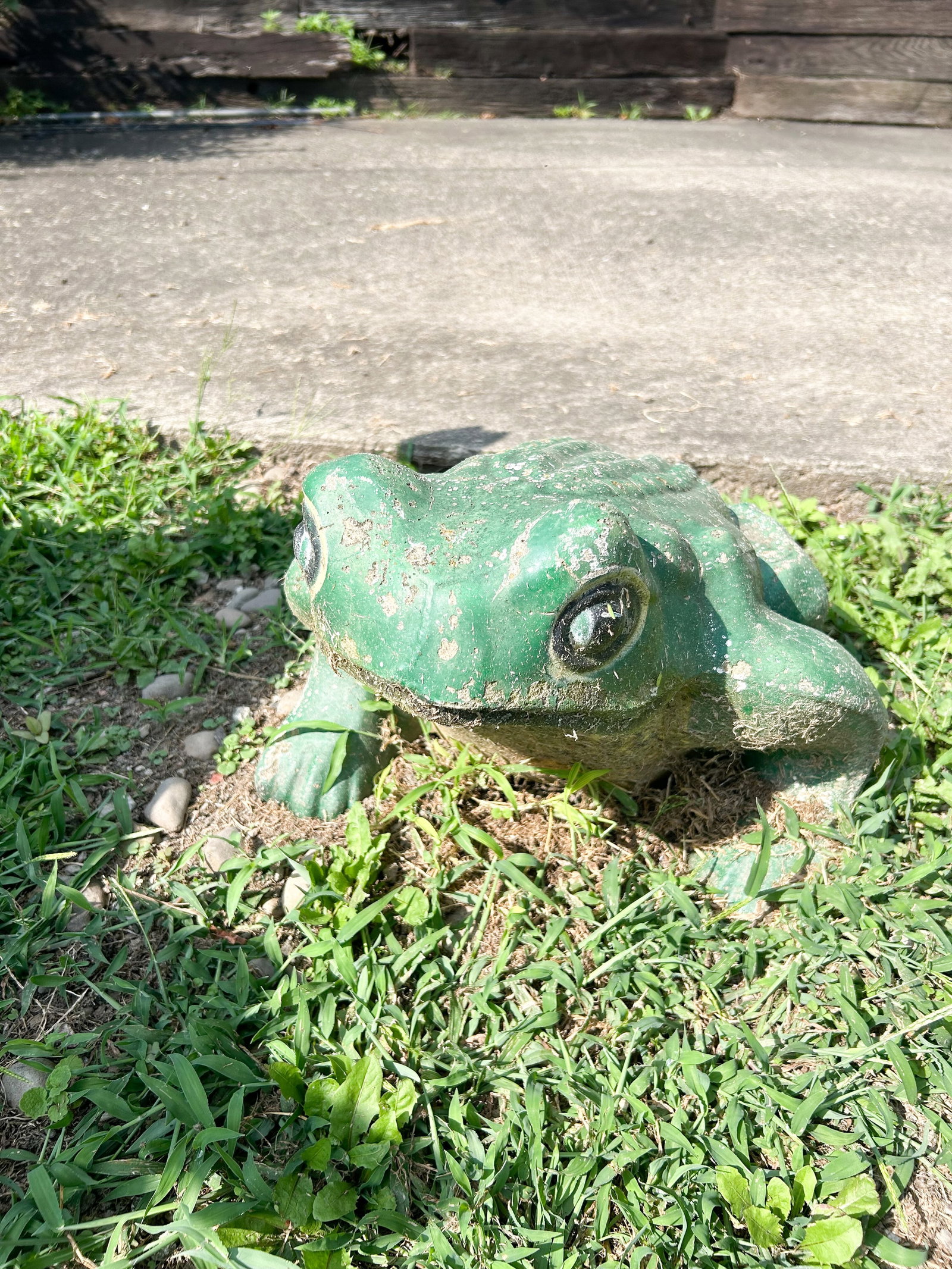 VINTAGE CAST CONCRETE FROG STATUE (1 of 3)
