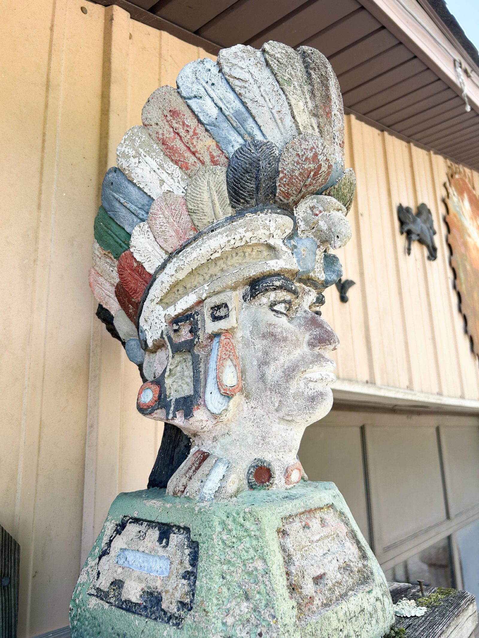 MESOAMERICAN BUST, CAST STONE, MID-20TH CENTURY (1 of 3)
