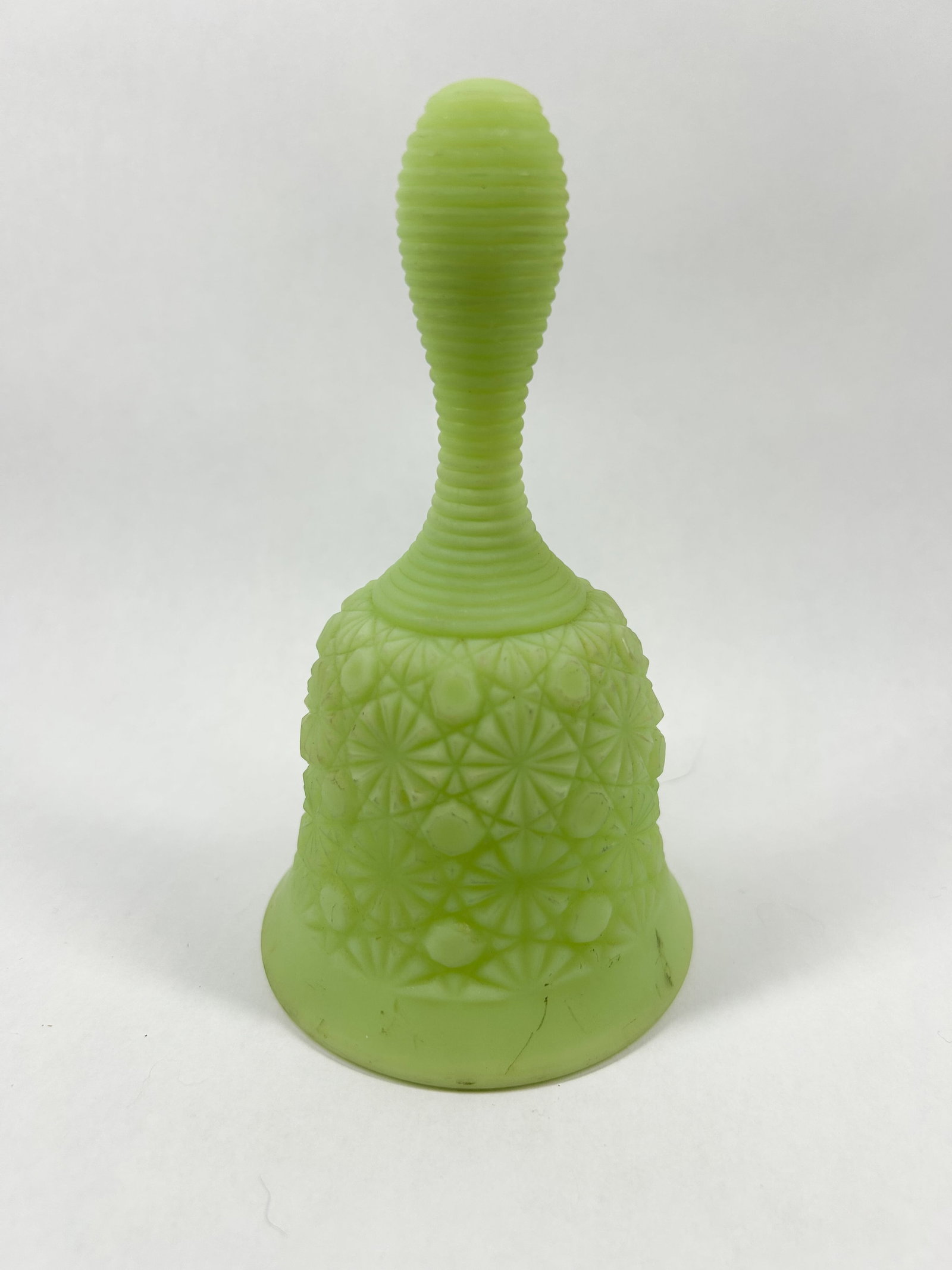 FENTON LIME SATIN GLASS BELL (1 of 5)