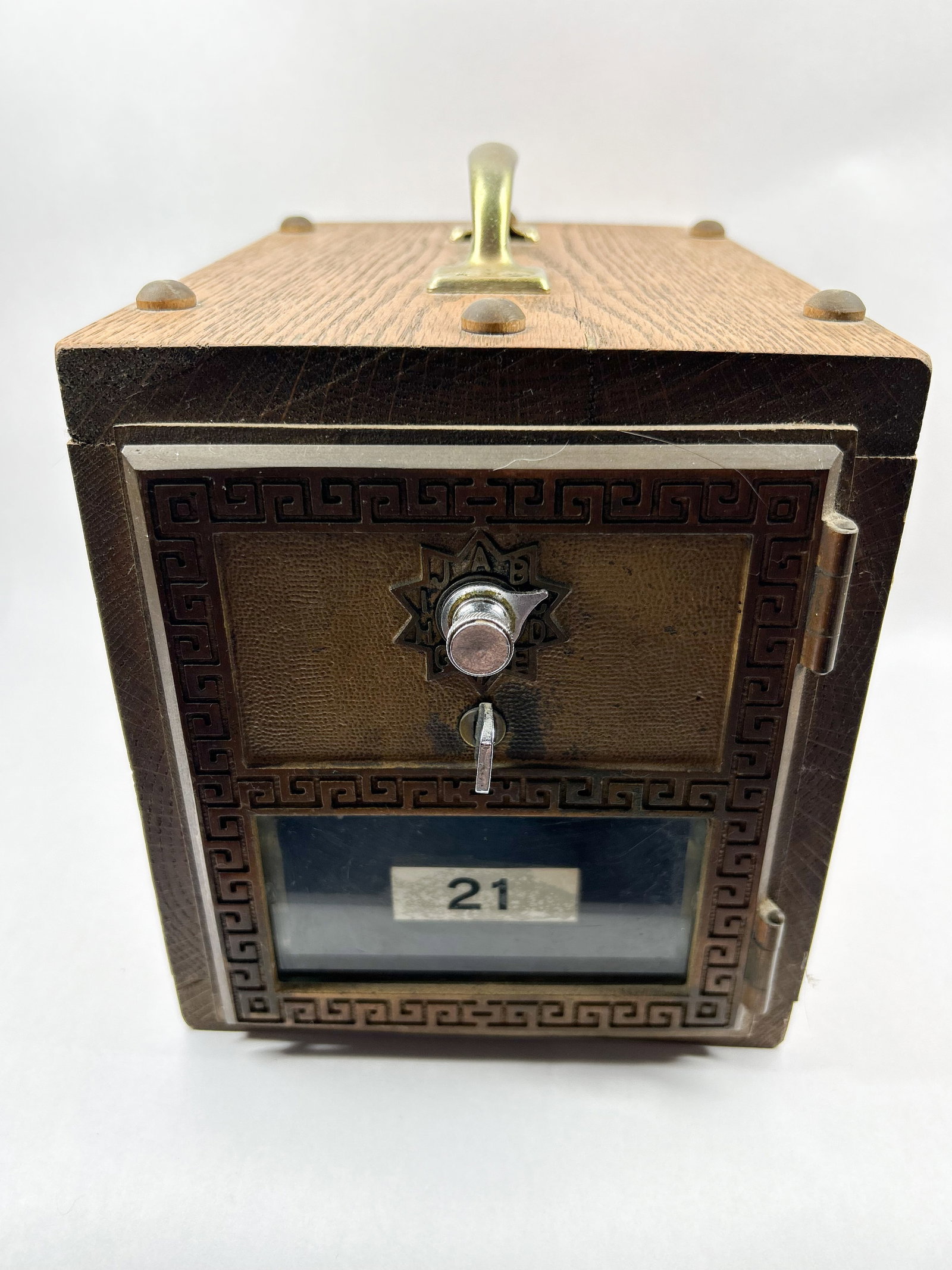 VINTAGE OAK POST OFFICE DOOR BANK (1 of 4)