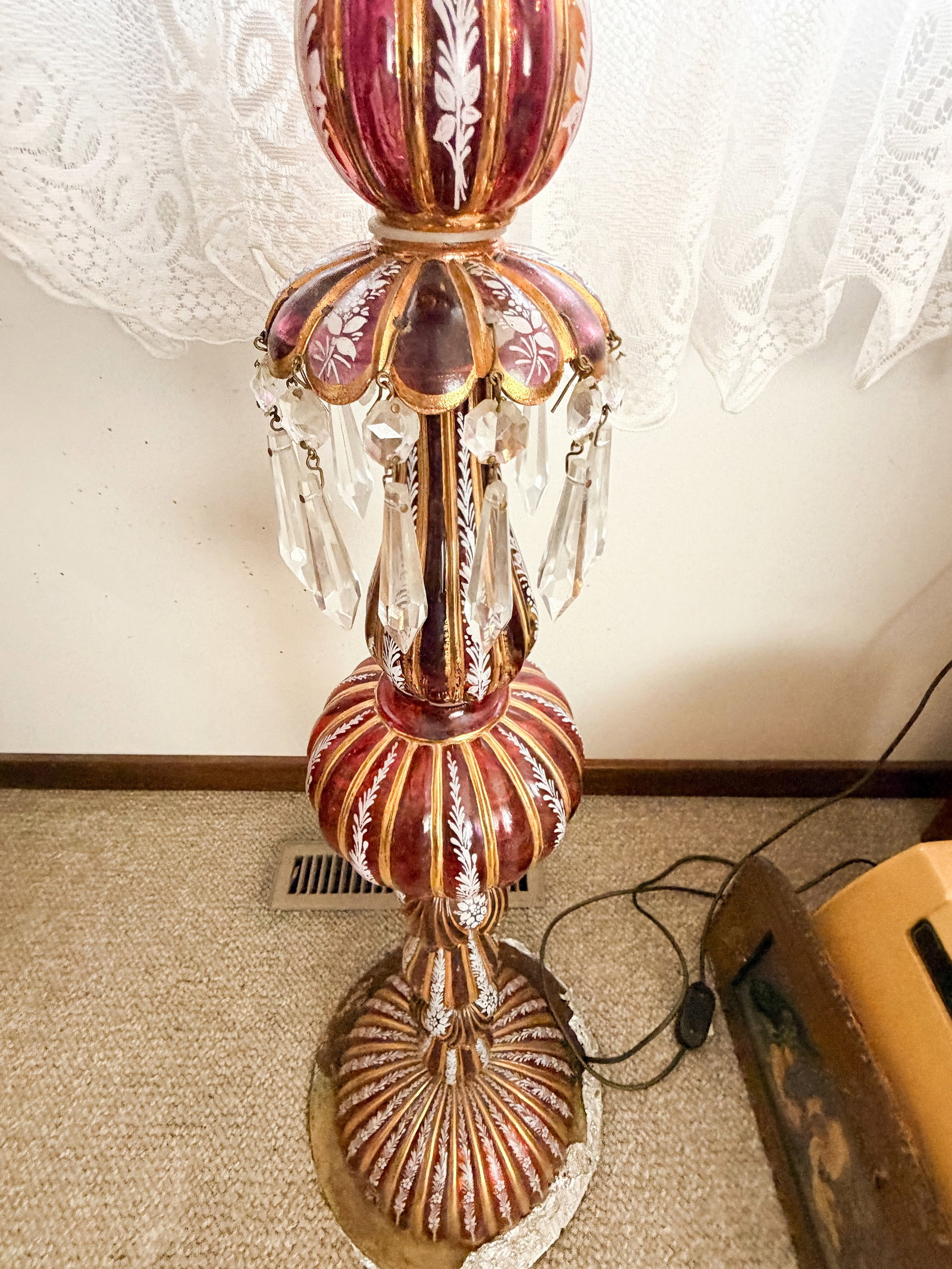 ENAMELED RUBY GLASS FLOOR LAMP - 4