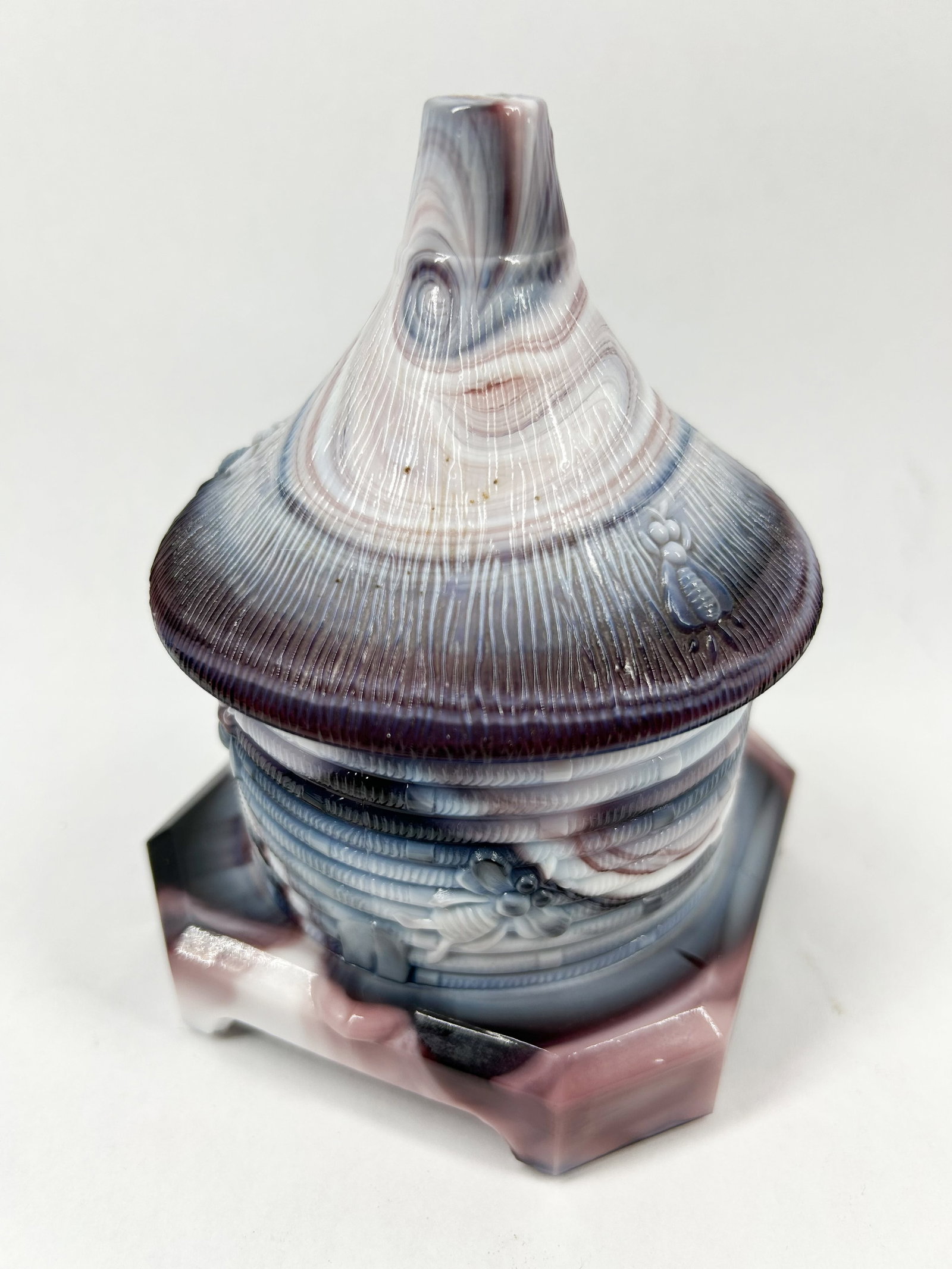 IMPERIAL PURPLE SLAG GLASS HONEY POT (1 of 4)