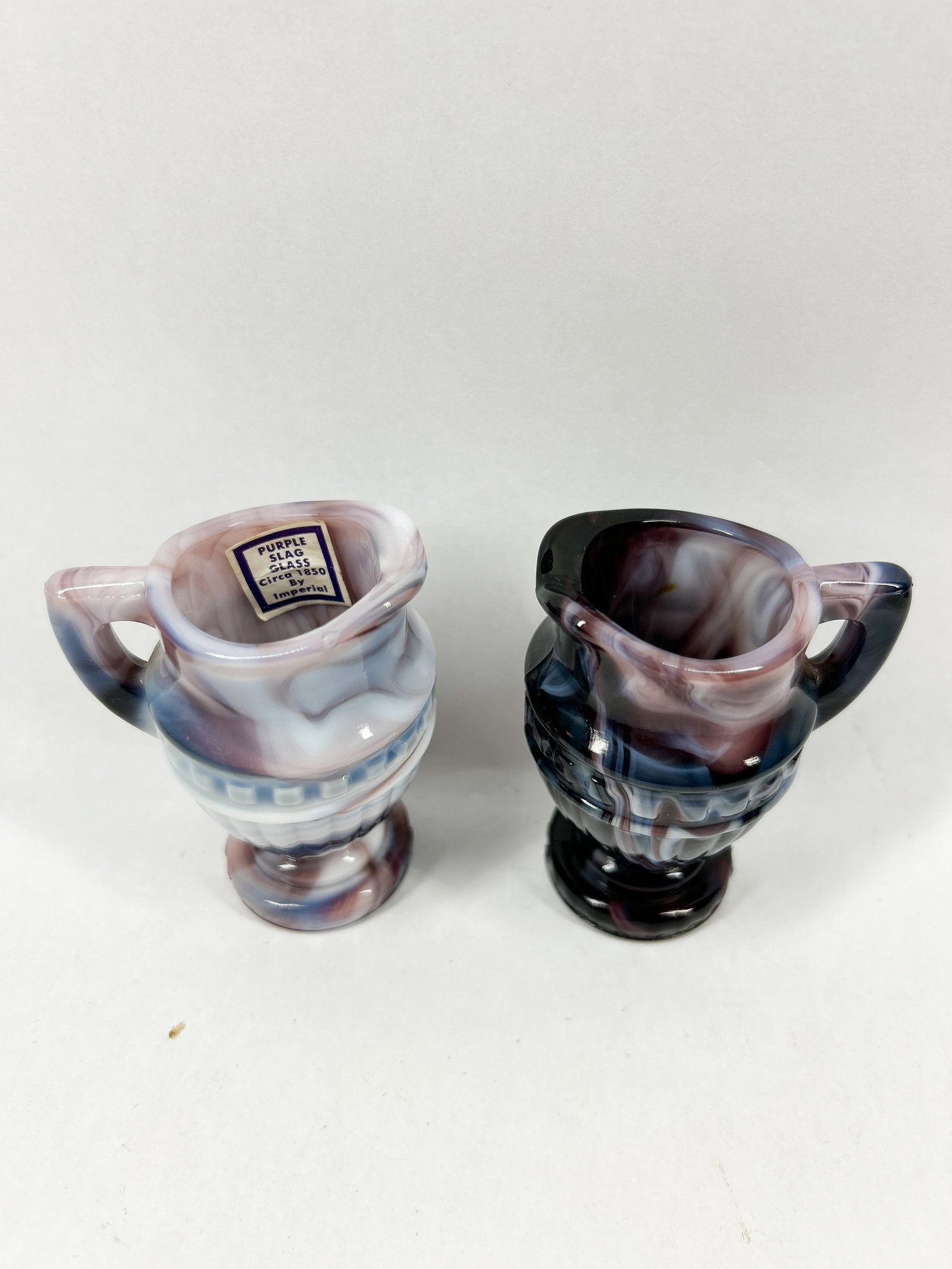 IMPERIAL PURPLE SLAG GLASS CREAMERS, MID-20TH CENTURY (1 of 4)