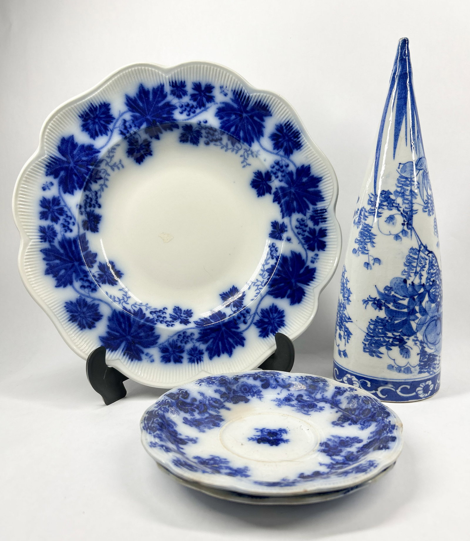 FLOW BLUE CERAMIC TABLEWARE TRIO - 2
