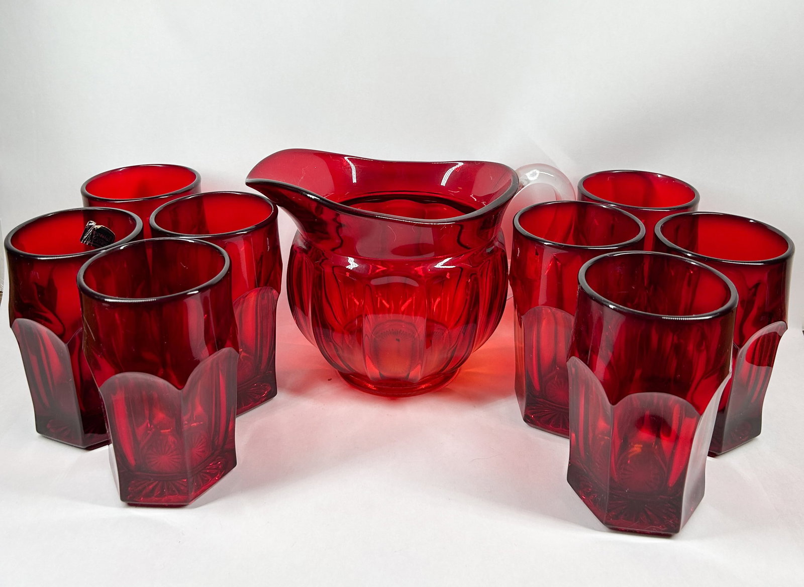 IMPERIAL RUBY GLASS NINE PIECE SET, CIRCA 1975 (1 of 2)