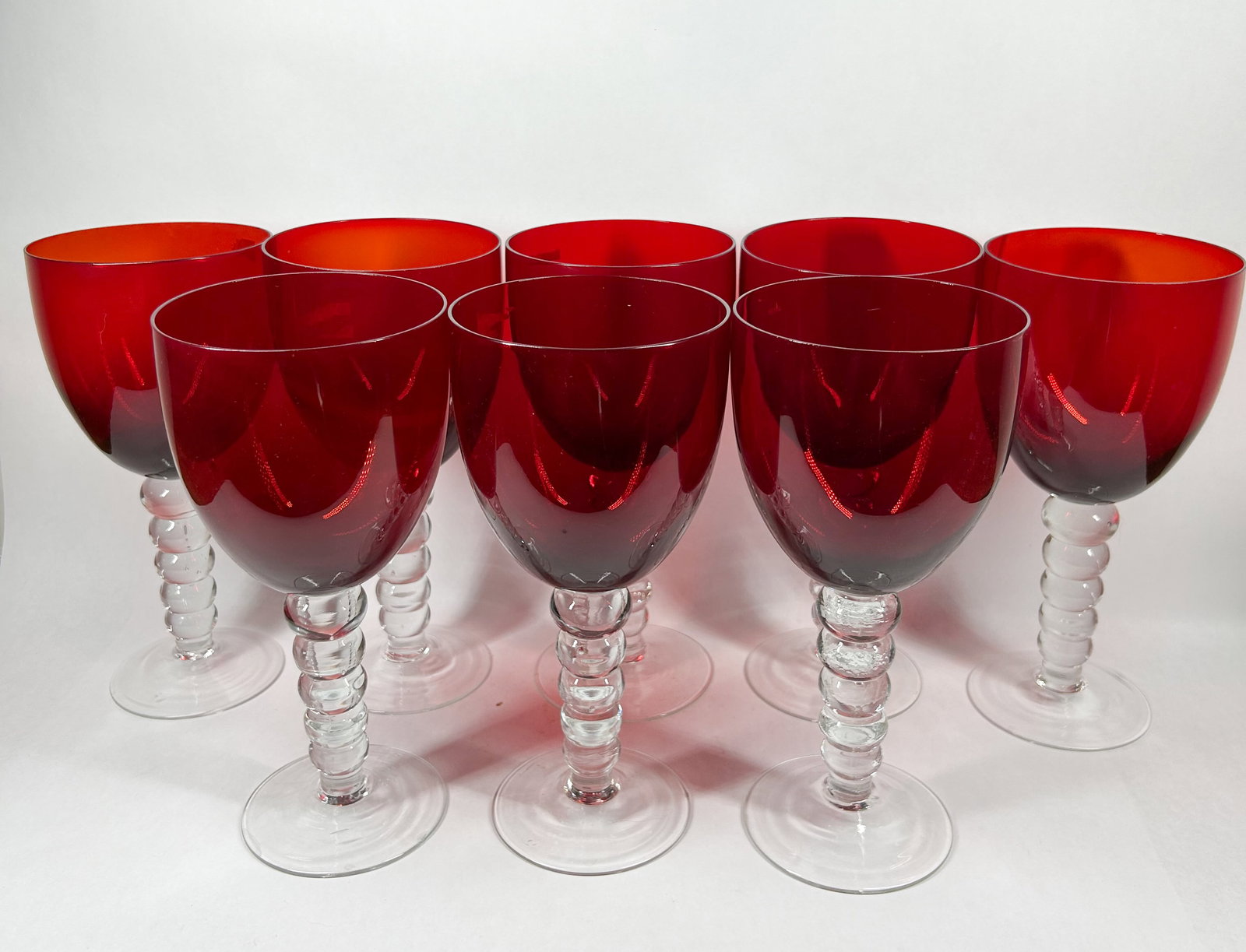 SET OF EIGHT RUBY GLASS GOBLETS (1 of 2)