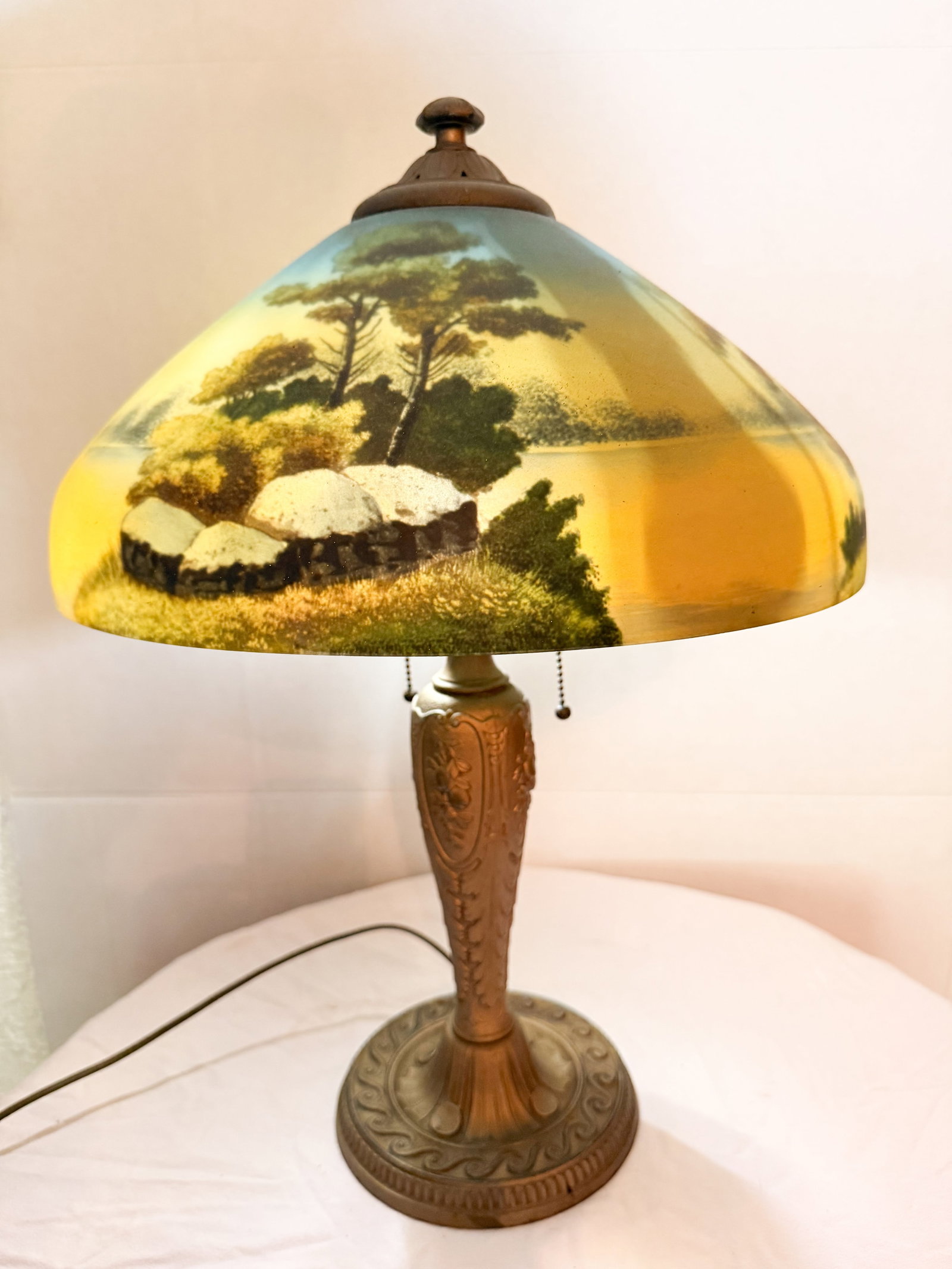 REVERSE PAINTED GLASS TABLE LAMP (1 of 7)