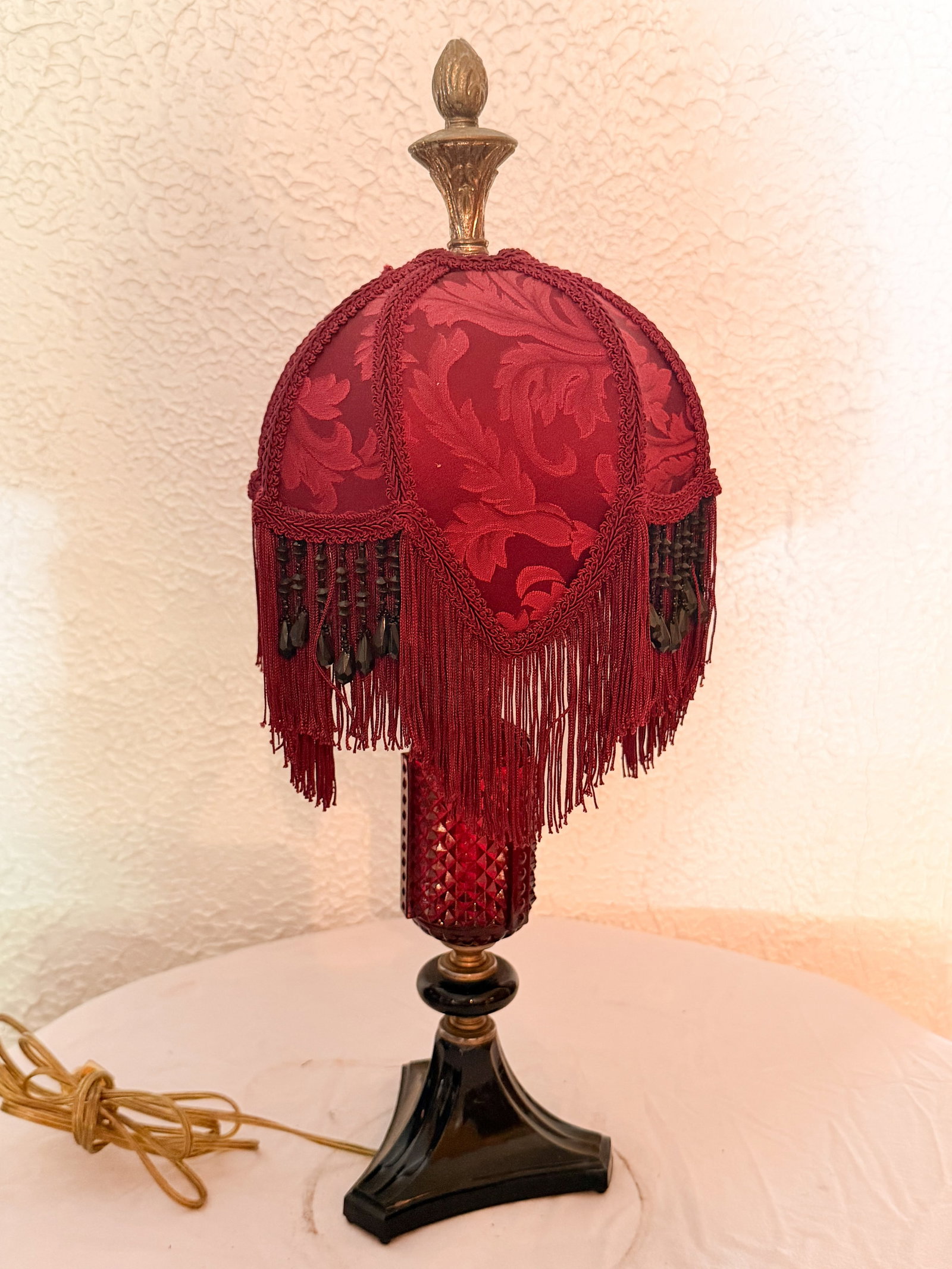 VICTORIAN REVIVAL RED GLASS LAMP (1 of 3)