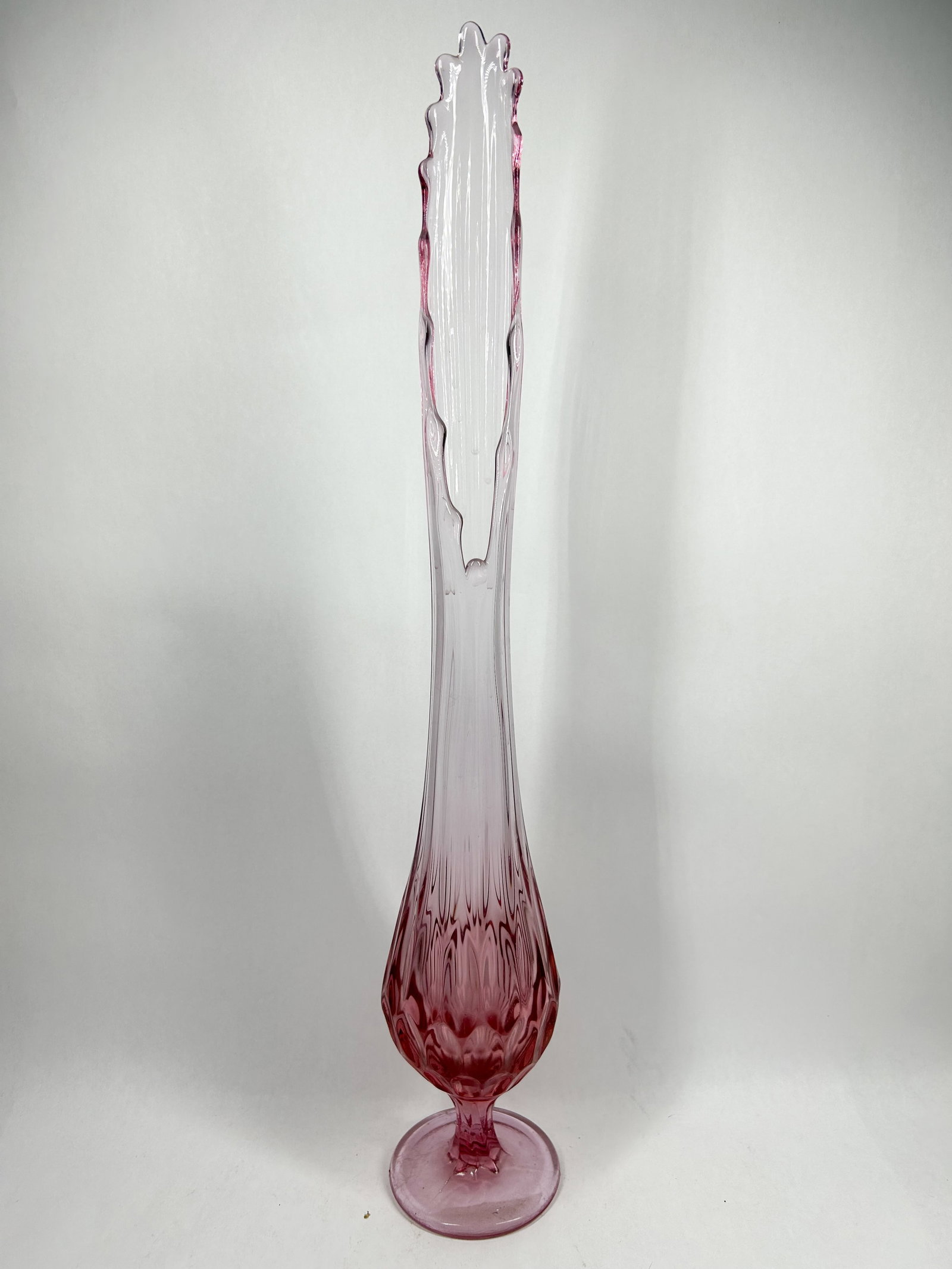 CRANBERRY GLASS SWUNG PEDESTAL VASE (1 of 2)