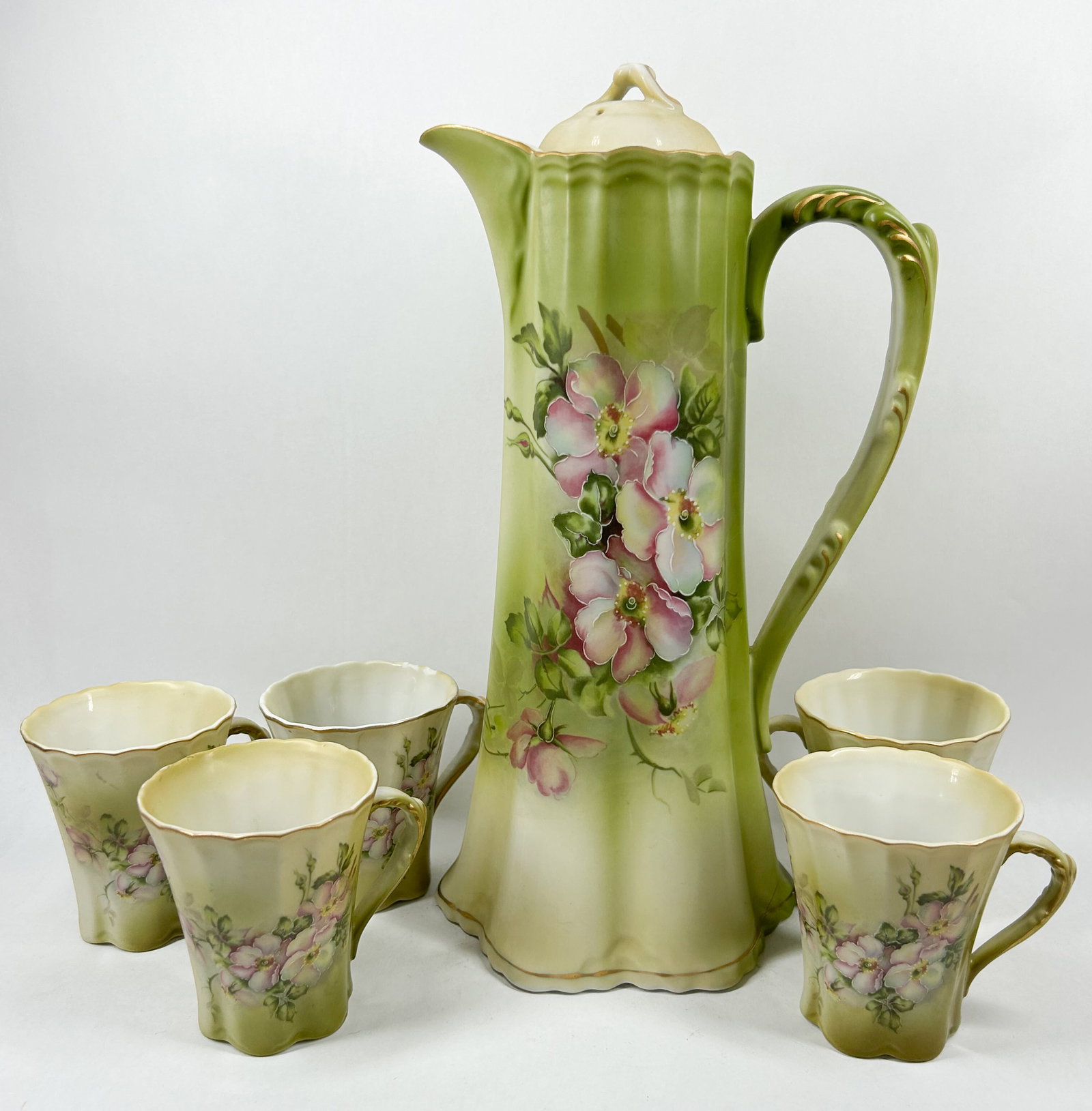 VINTAGE SIX-PIECE HAND-PAINTED PORCELAIN SET (1 of 3)