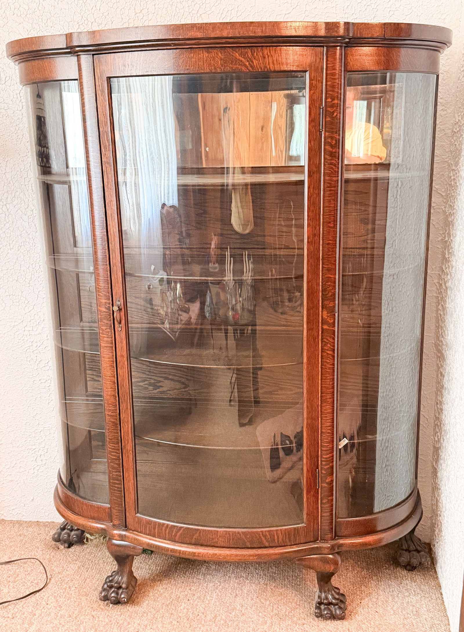 OAK CURVED CHINA CABINET (1 of 10)