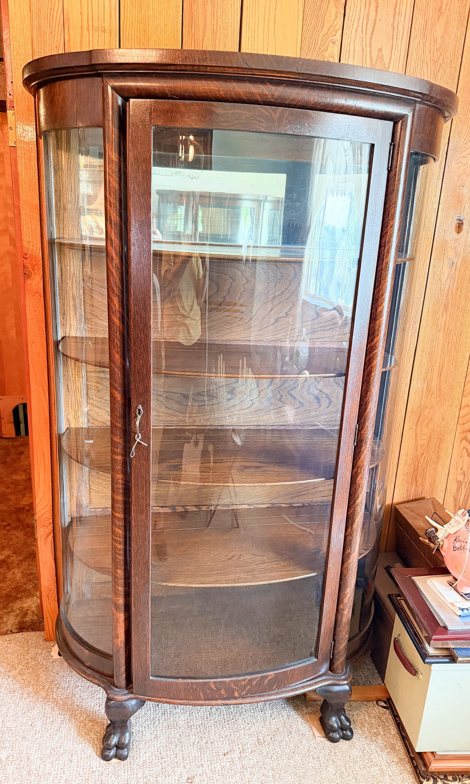 OAK CURVED GLASS CABINET (1 of 9)