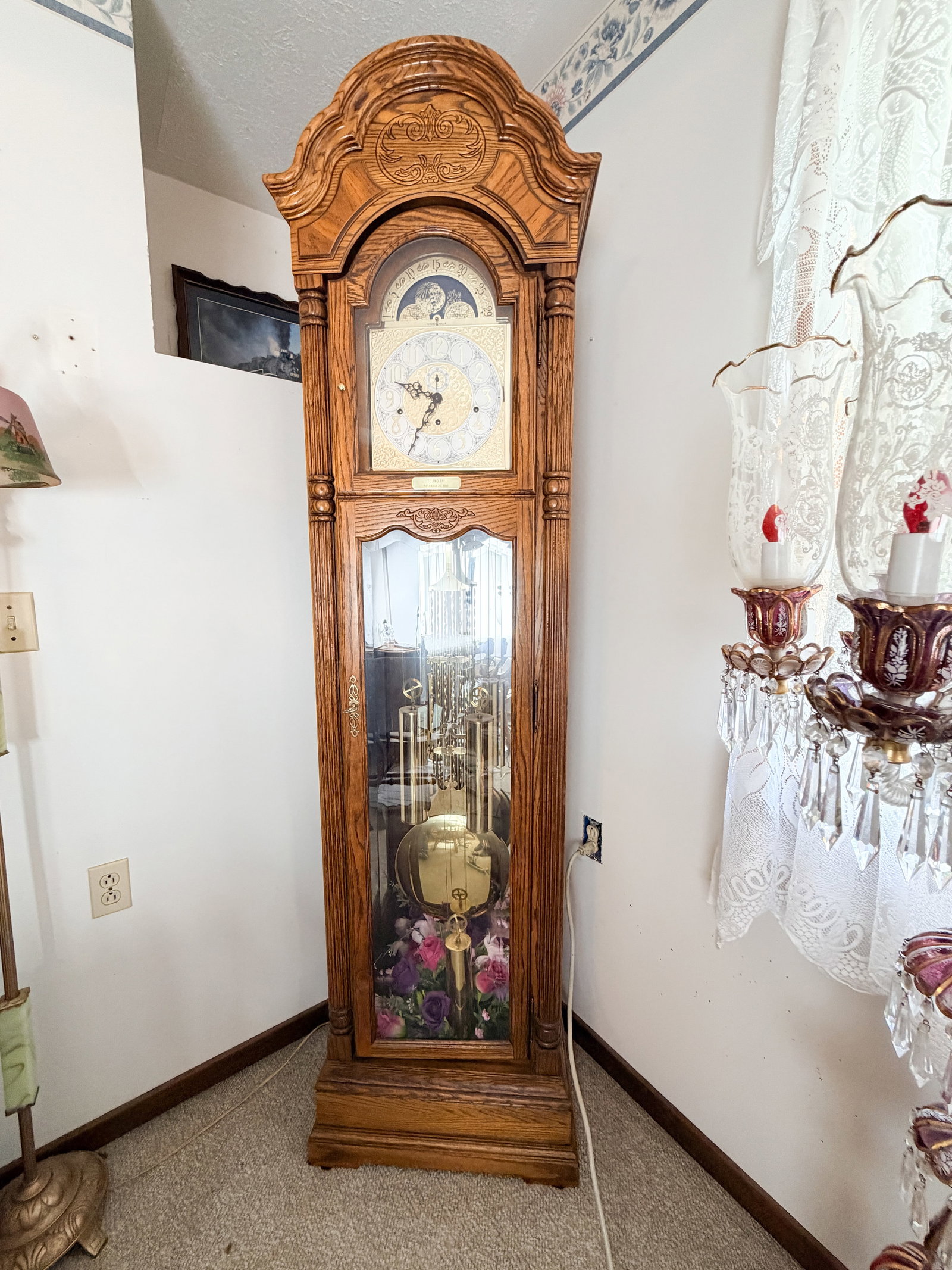 HOWARD MILLER OAK GRANDFATHER CLOCK, C.1990 (1 of 3)