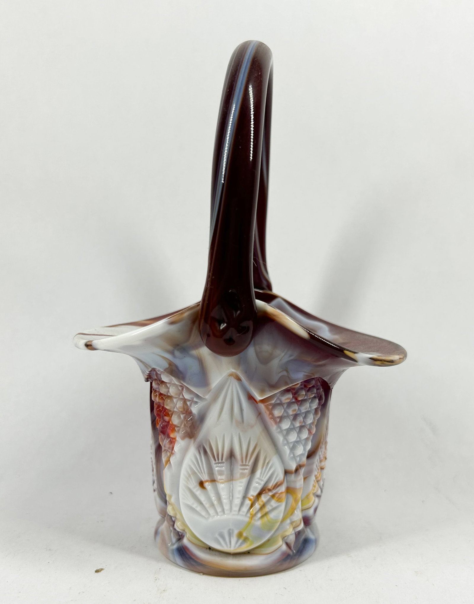 IMPERIAL PURPLE SLAG GLASS BASKET, MID-20TH CENTURY (1 of 5)