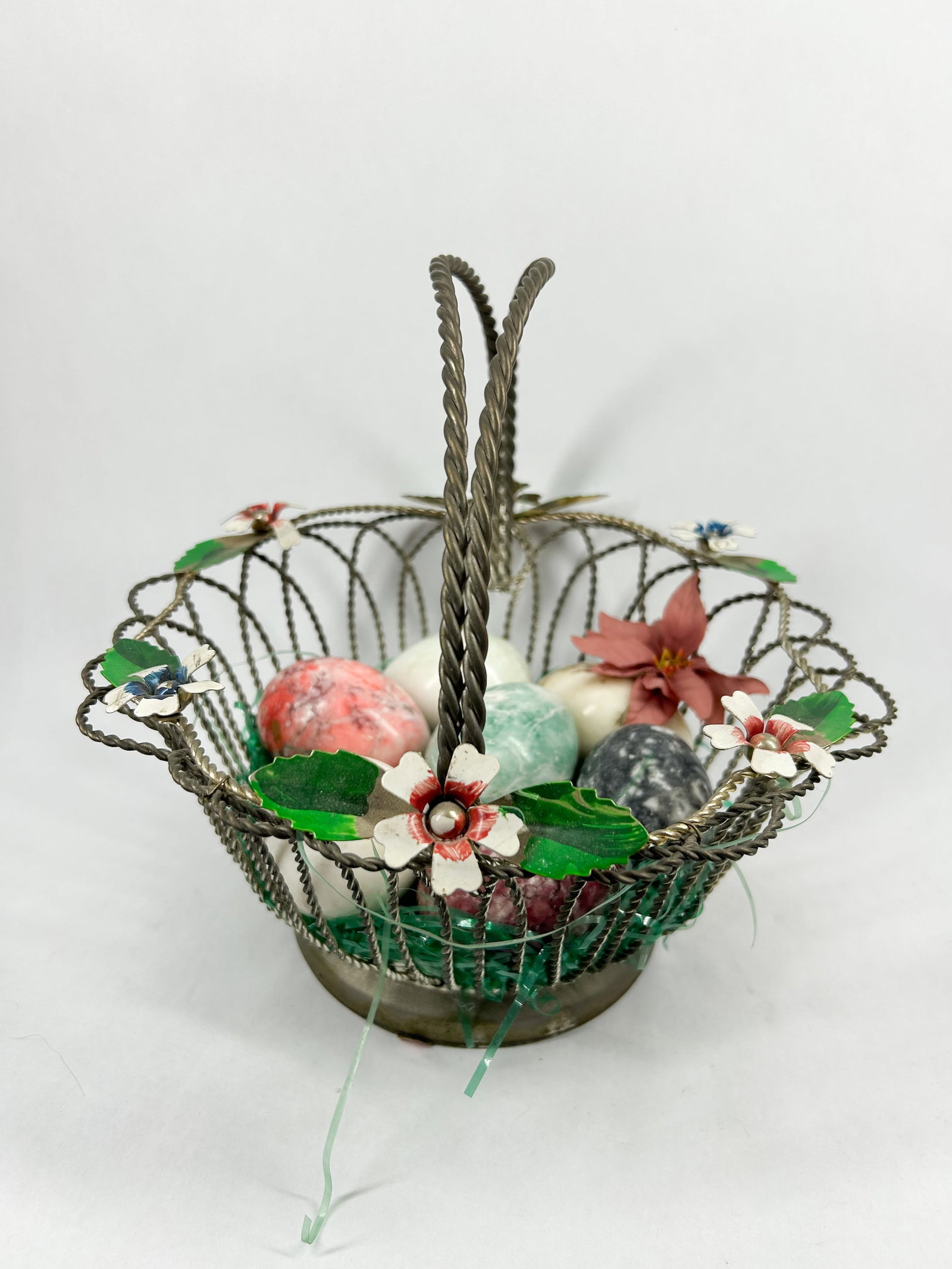 WIREWORK BASKET AND SEVEN STONE EGGS (1 of 6)